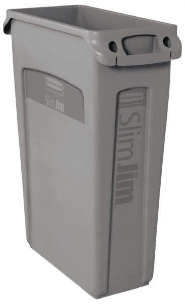 Rubbermaid - 23 Gal Gray Rectangle Trash Can - Polyethylene, 30" High x 22" Long x 11" Wide - Best Tool & Supply