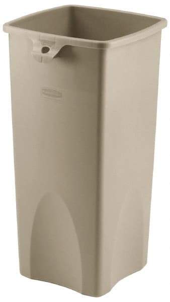 Rubbermaid - 23 Gal Beige Square Trash Can - Polyethylene, 30.9" High x 16-1/2" Long x 15-1/2" Wide - Best Tool & Supply