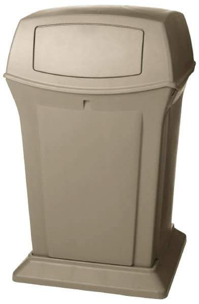 Rubbermaid - 45 Gal Beige Square Trash Can - Polyethylene, 41-1/2" High x 24-7/8" Long x 24-7/8" Wide - Best Tool & Supply