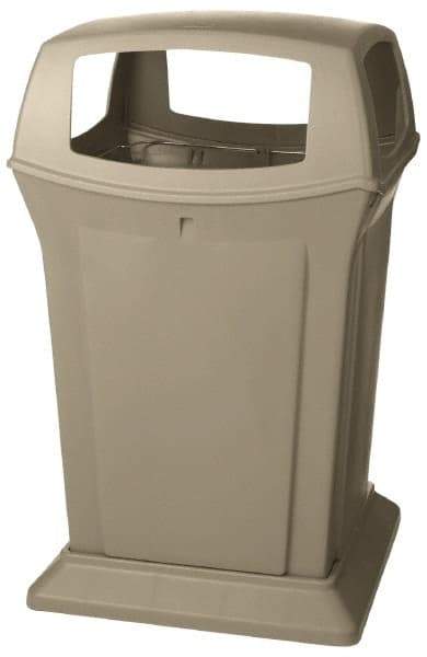 Rubbermaid - 45 Gal Beige Square Trash Can - Polyethylene, 41-1/2" High x 24-7/8" Long x 24-7/8" Wide - Best Tool & Supply