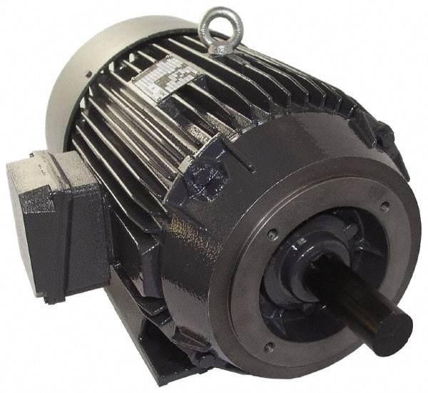 US Motors - 15 hp, TEFC Enclosure, No Thermal Protection, 3,540 RPM, 208-230/460 Volt, 60 Hz, Three Phase Energy Efficient Motor - Size 254 Frame, Rigid Mount, 1 Speed, Ball Bearings, 38.8-36.4/18.2 Full Load Amps, F Class Insulation, CCW Lead End - Best Tool & Supply