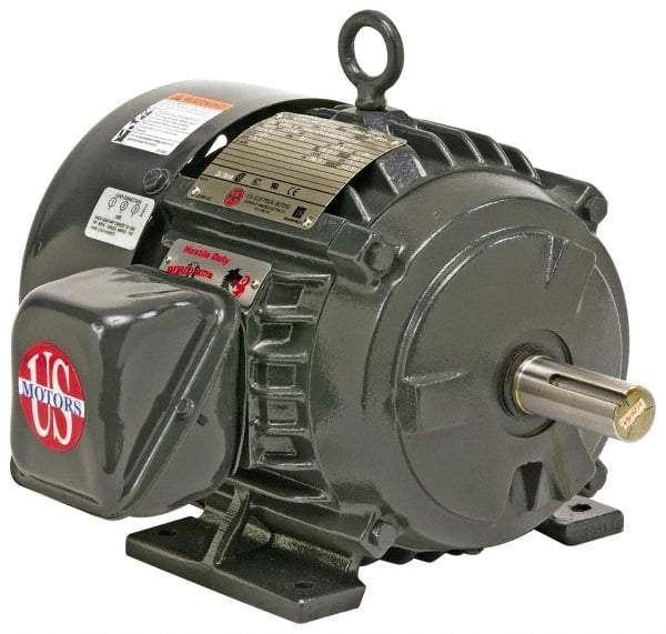 US Motors - 150 hp, TEFC Enclosure, No Thermal Protection, 1,190 RPM, 460 Volt, 60 Hz, Three Phase Premium Efficient Motor - Size 447 Frame, Rigid Mount, 1 Speed, Ball Bearings, 181 Full Load Amps, F Class Insulation, Reversible - Best Tool & Supply