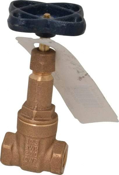 NIBCO - 1/4" Pipe, Class 125, Threaded Bronze Solid Wedge Rising Stem Gate Valve - 200 WOG, 125 WSP, Screw-In Bonnet - Best Tool & Supply