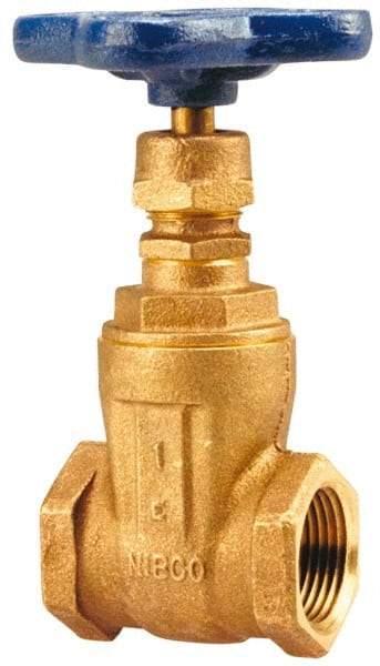 NIBCO - 3/4" Pipe, Class 125, Threaded Bronze Solid Wedge Stem Gate Valve with Cross Handle - 200 WOG, 125 WSP, Screw-In Bonnet - Best Tool & Supply