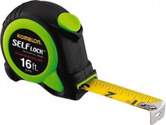 Komelon - 16' x 3/4" Yellow Steel Blade Tape Measure - 1/16" Graduation, Inch Graduation Style, High-Visibility Green/Black ABS Plastic Case - Best Tool & Supply