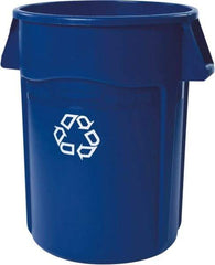 Rubbermaid - 44 Gal Blue Round Recycling Container - Polyethylene, Recycle Symbol Graphic - Best Tool & Supply