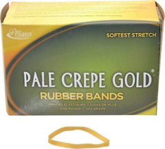 Alliance - 4 Inch Circumference, 1/4 Inch Wide, Pale Crepe Gold Rubber Band Strapping - 490 Pieces - Best Tool & Supply