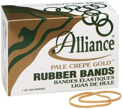 Alliance - 4 Inch Circumference, 1/8 Inch Wide, Pale Crepe Gold Rubber Band Strapping - 970 Pieces - Best Tool & Supply