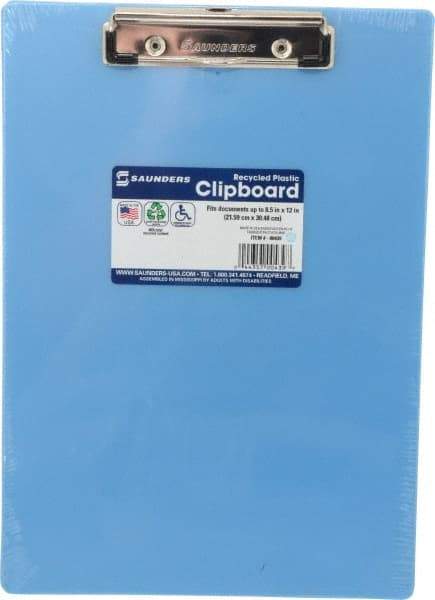 Saunders - 12-1/2 Inch Long x 9 Inch Wide x 1/2 Inch High, Clip Board - Ice Blue - Best Tool & Supply