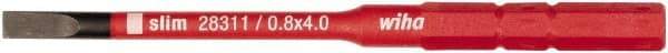 Wiha - 4mm Blade, 15/64" Drive Slotted Screwdriver Bit - 2-61/64" OAL - Best Tool & Supply