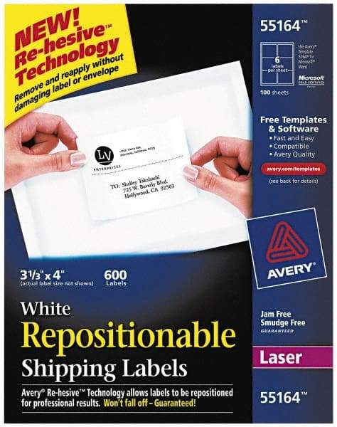 AVERY - 4" Long, White Paper Shipping Label - For Laser Printers - Best Tool & Supply