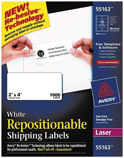 AVERY - 2" Wide x 4" Long, White Paper Shipping Label - For Laser Printers - Best Tool & Supply