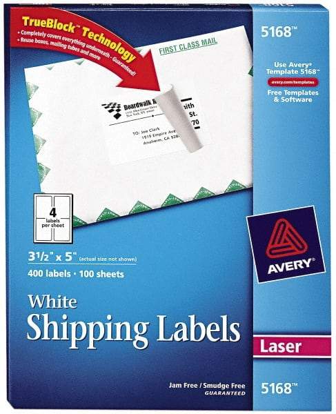 AVERY - 5" Long, White Paper Shipping Label - For Laser Printers - Best Tool & Supply