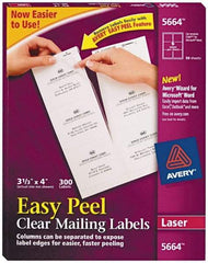 AVERY - 4" Long, Clear Shipping Label - For Laser Printers - Best Tool & Supply