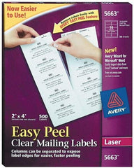 AVERY - 2" Wide x 4" Long, Clear Shipping Label - For Laser Printers - Best Tool & Supply