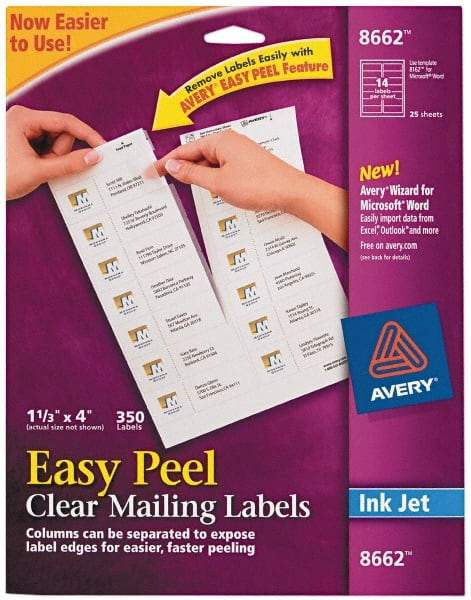 AVERY - 4" Long, Clear Shipping Label - For Inkjet Printers - Best Tool & Supply