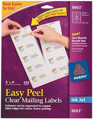 AVERY - 2" Wide x 4" Long, Clear Shipping Label - For Inkjet Printers - Best Tool & Supply