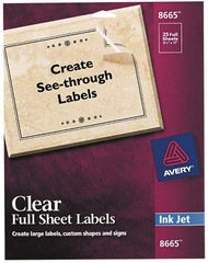 AVERY - 11" Long, Clear Shipping Label - For Inkjet Printers - Best Tool & Supply