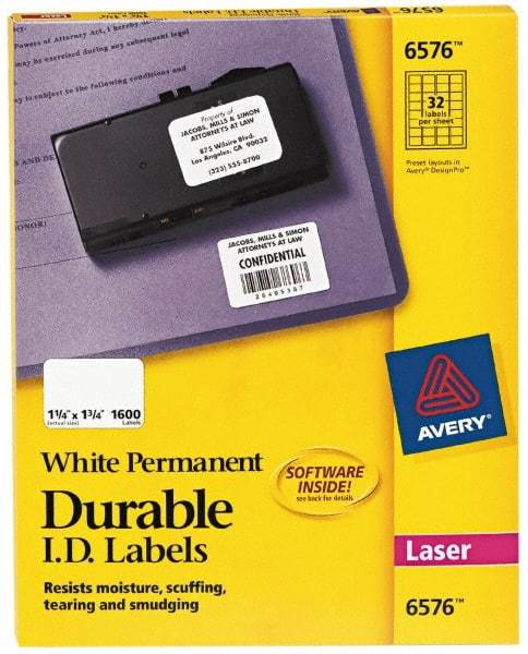 AVERY - 1-3/4" Long, White Paper Name Badge Labels - For Laser/Inkjet Printers - Best Tool & Supply