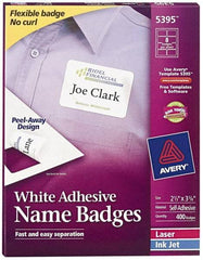 AVERY - 3-3/8" Long, White Paper Name Badge Labels - For Laser/Inkjet Printers - Best Tool & Supply