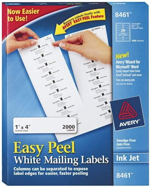 AVERY - 1" Wide x 4" Long, White Paper Shipping Label - For Inkjet Printers - Best Tool & Supply