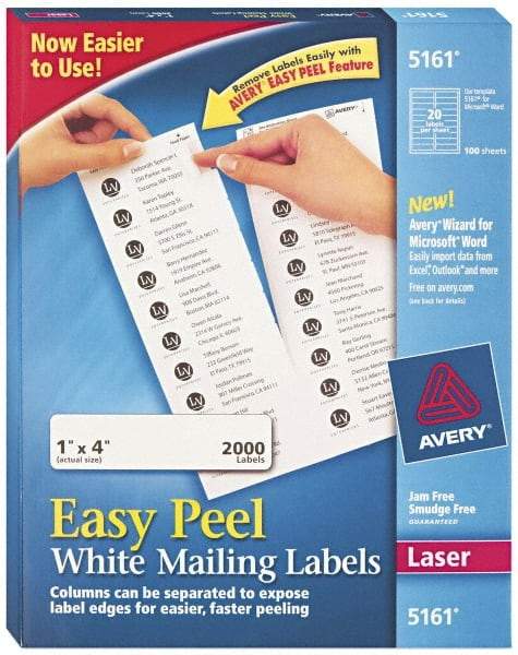 AVERY - 1" Wide x 4" Long, White Paper Shipping Label - For Laser Printers - Best Tool & Supply