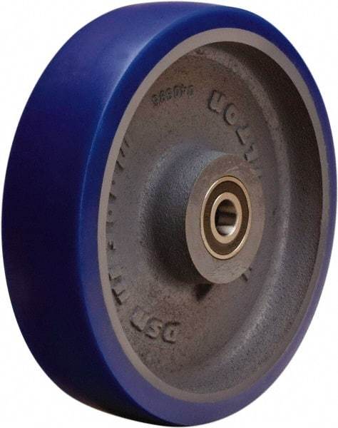 Hamilton - 8 Inch Diameter x 2 Inch Wide, Polyurethane Mold on to Cast Iron Center Caster Wheel - 1,200 Lb. Capacity, 2-1/4 Inch Hub Length, 1/2 Inch Axle Diameter, Sealed Precision Ball Bearing - Best Tool & Supply