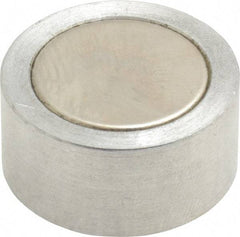 Mag-Mate - 1/4-20 Thread, 1" Diam, 1/2" High, 3.75 Lb Average Pull Force, Neodymium Rare Earth Pot Magnet - 1/4" Tapped Hole Depth, Nickel Plated, Aluminum Insulated - Best Tool & Supply