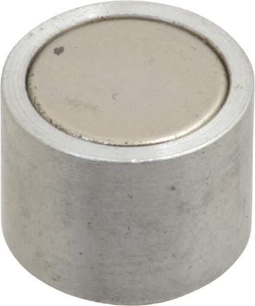 Mag-Mate - 10-24 Thread, 5/8" Diam, 1/2" High, 2.18 Lb Average Pull Force, Neodymium Rare Earth Pot Magnet - 1/4" Tapped Hole Depth, Nickel Plated, Aluminum Insulated - Best Tool & Supply