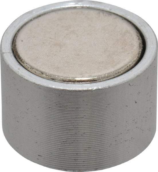 Mag-Mate - 10-24 Thread, 3/4" Diam, 1/2" High, 3 Lb Average Pull Force, Neodymium Rare Earth Pot Magnet - 1/4" Tapped Hole Depth, Nickel Plated, Aluminum Insulated - Best Tool & Supply