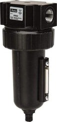 Parker - 1/2" Port, 7.67" High x 3.24" Wide Standard Filter with Metal Bowl, Manual Drain - 130 SCFM, 250 Max psi, 175°F Max Temp, Sight Glass Included, Modular Connection, 7.2 oz Bowl Capacity - Best Tool & Supply