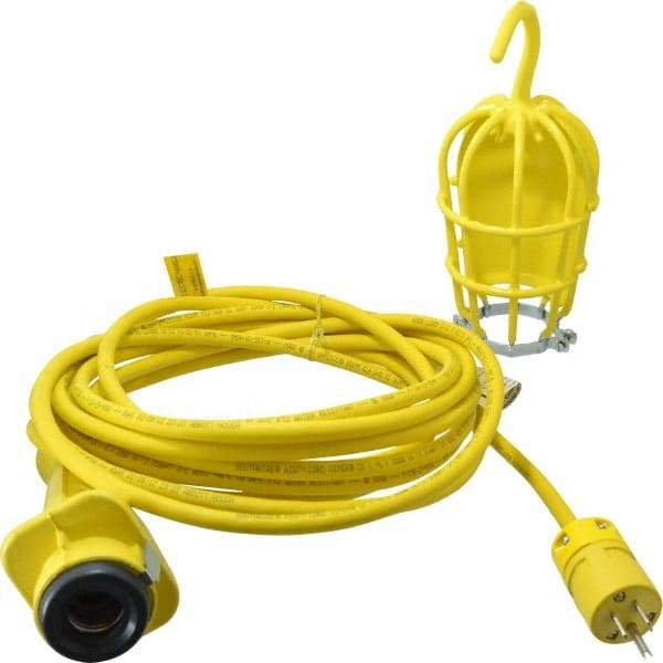 Woodhead Electrical - 240 Volt, 100 Watt, Electric, Incandescent Portable Handheld Work Light - 25' Cord, 1 Head, 1,000 Lumens, Zinc-Plated Steel, 101.6mm Wide x 374.65mm High - Best Tool & Supply