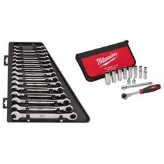 Wrench Sets; Set Type: Ratcheting Combination Wrench; System Of Measurement: Metric; Container Type: Carrying Case; Wrench Size: 8, 9, 10, 11, 12, 13, 14, 15, 16, 17, 18, 19, 20, 21, 22; Material: Alloy Steel; Finish: Chrome-Plated; Overall Length: 15 in;