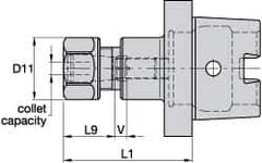 Kennametal - 3.05mm to 25.4mm Capacity, 80mm Projection, HSK63 Hollow Taper, ER40 Collet Chuck - 112mm OAL - Exact Industrial Supply