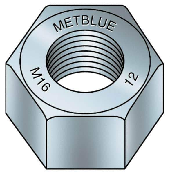 Value Collection - M16x2.00 Metric Coarse Steel Right Hand Hex Nut - 24mm Across Flats, 13mm High, Metric Blue Finish - Best Tool & Supply