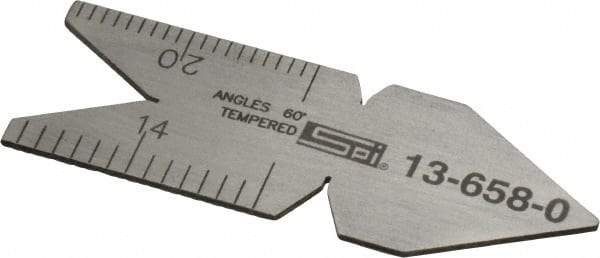 SPI - 60° Angle, Stainless Steel Center Gage - 1/32 to 1/14 Inch Graduation - Best Tool & Supply