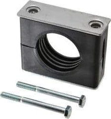 HYDAC - 3.46" Wide x 2.83" High x 1.18" Deep, Polypropylene Standard Duty Vibration-Control Clamp - Carbon Steel Plate, For 1-1/2" Pipe, Mount with Weld Plate, Top Plate, Plastic Clamp Pair, Bolts - Best Tool & Supply