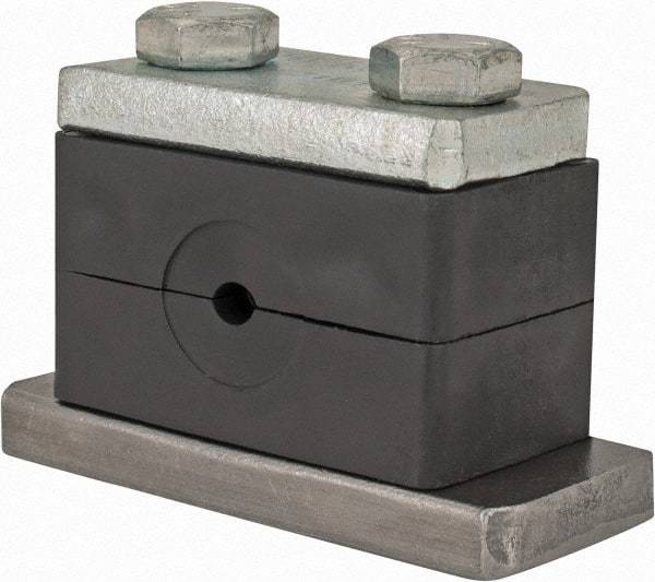 HYDAC - 2.87" Wide x 1.89" High x 1.18" Deep, Polypropylene Heavy Duty Vibration-Control Clamp - Carbon Steel Plate, Mount with Weld Plate, Top Plate, Plastic Clamp Pair, Bolts - Best Tool & Supply