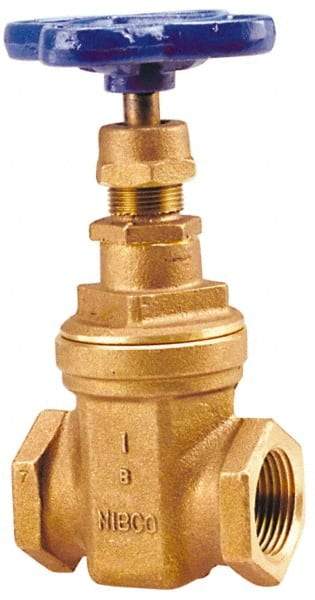 NIBCO - 2-1/2" Pipe, Class 150, Threaded Bronze Solid Wedge Stem Gate Valve - 300 WOG, 150 WSP, Screw-In Bonnet - Best Tool & Supply