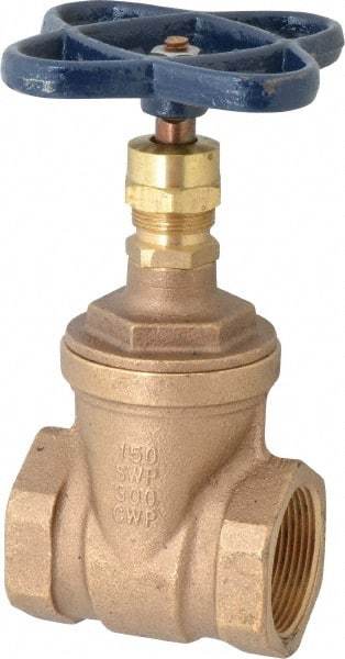 NIBCO - 1-1/2" Pipe, Class 150, Threaded Bronze Solid Wedge Stem Gate Valve - 300 WOG, 150 WSP, Screw-In Bonnet - Best Tool & Supply