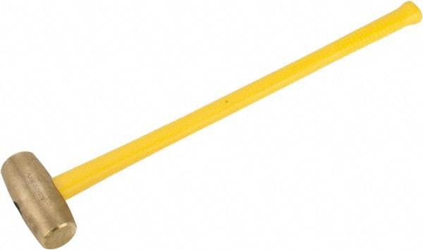 American Hammer - 12 Lb Head Nonsparking Hammer - 34" OAL, 31" Long Fiberglass Handle - Best Tool & Supply