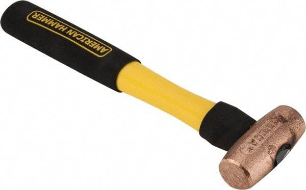 American Hammer - 1-1/2 Lb Head Nonsparking Mallet - 12" OAL, 11" Long Fiberglass Handle - Best Tool & Supply