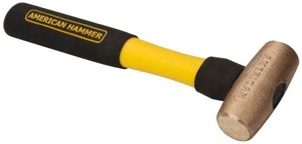 American Hammer - 2 Lb Head Nonsparking Mallet - 12" OAL, 11" Long Fiberglass Handle - Best Tool & Supply