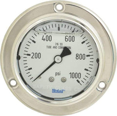 Wika - 2-1/2" Dial, 1/4 Thread, 0-1,000 Scale Range, Pressure Gauge - Lower Back Connection Mount, Accurate to 2-1-2% of Scale - Best Tool & Supply