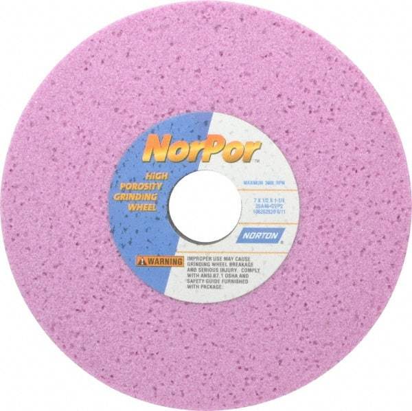 Norton - 7" Diam x 1-1/4" Hole x 1/2" Thick, G Hardness, 46 Grit Surface Grinding Wheel - Aluminum Oxide, Type 1, Coarse Grade, 3,600 Max RPM, Vitrified Bond, No Recess - Best Tool & Supply