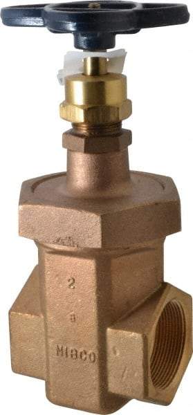 NIBCO - 2" Pipe, Class 300, Threaded Bronze Alloy Solid Wedge Stem Gate Valve - 600 WOG, 300 WSP, Union Bonnet - Best Tool & Supply