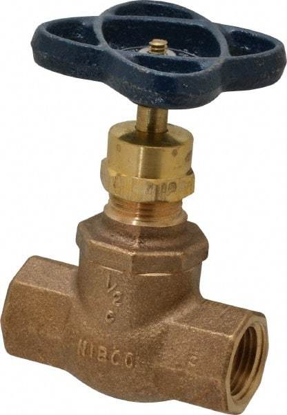 NIBCO - 1/2" Pipe, Threaded Ends, Bronze Integral Globe Valve - PTFE Disc, Screw-In Bonnet, 200 psi WOG, 125 psi WSP, Class 125 - Best Tool & Supply