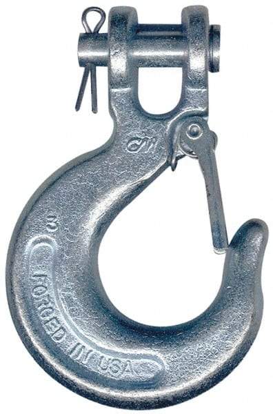 CM - 7/16 Inch Chain Diameter, Grade 43 Clevis Hook - 7,200 Lbs. Load Capacity, 0.58 Inch Inside Diameter, 1/2 Inch Pin Diameter, 1.02 Inch Hook Throat, 5.56 Inch Overall Length, 3.91 Inch Hook Width - Best Tool & Supply