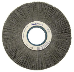 Weiler - 8" OD, 2" Arbor Hole, Crimped Nylon Wheel Brush - 1" Face Width, 2-1/4" Trim Length, 0.022" Filament Diam, 3,600 RPM - Best Tool & Supply