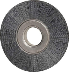 Weiler - 8" OD, 2" Arbor Hole, Crimped Nylon Wheel Brush - 1" Face Width, 2-1/4" Trim Length, 0.035" Filament Diam, 3,600 RPM - Best Tool & Supply